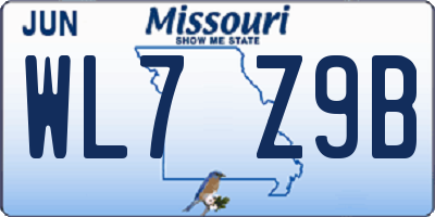 MO license plate WL7Z9B