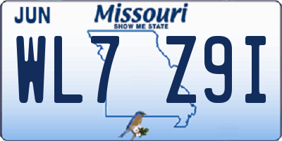 MO license plate WL7Z9I