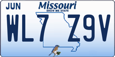 MO license plate WL7Z9V