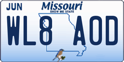 MO license plate WL8A0D