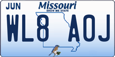 MO license plate WL8A0J