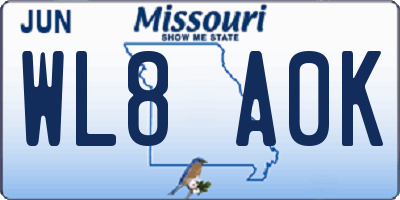 MO license plate WL8A0K