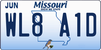 MO license plate WL8A1D