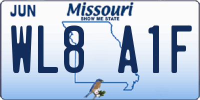 MO license plate WL8A1F