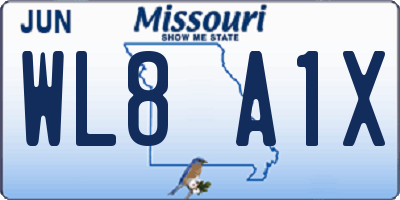 MO license plate WL8A1X