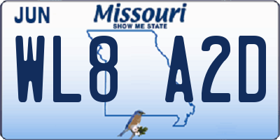 MO license plate WL8A2D