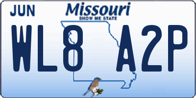 MO license plate WL8A2P