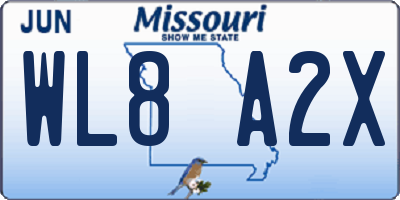 MO license plate WL8A2X