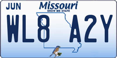 MO license plate WL8A2Y