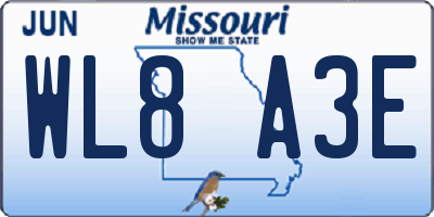 MO license plate WL8A3E