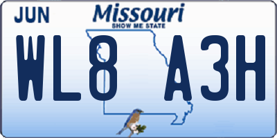 MO license plate WL8A3H