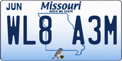 MO license plate WL8A3M