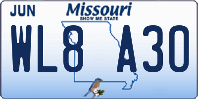 MO license plate WL8A3O