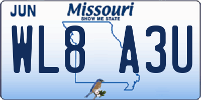 MO license plate WL8A3U