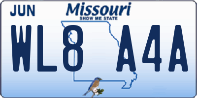 MO license plate WL8A4A