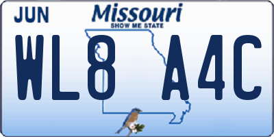 MO license plate WL8A4C