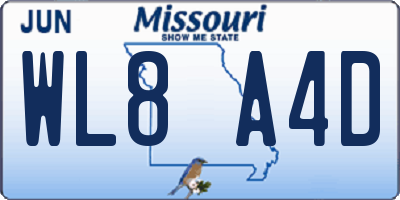 MO license plate WL8A4D