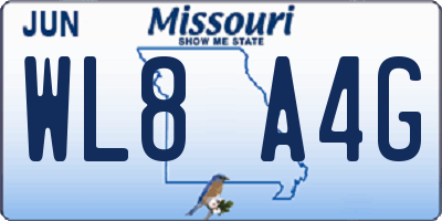 MO license plate WL8A4G