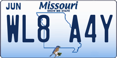 MO license plate WL8A4Y