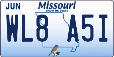MO license plate WL8A5I