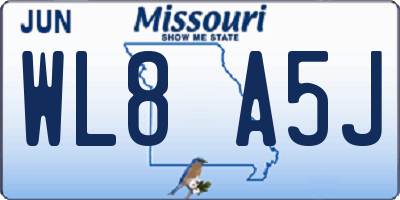 MO license plate WL8A5J