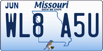 MO license plate WL8A5U