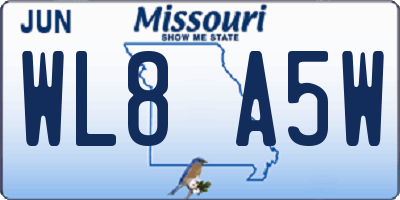 MO license plate WL8A5W