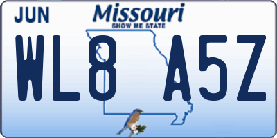 MO license plate WL8A5Z