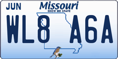 MO license plate WL8A6A
