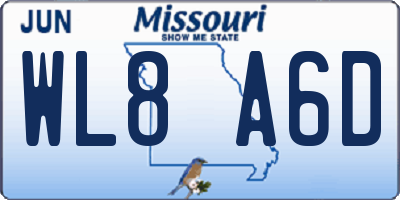 MO license plate WL8A6D