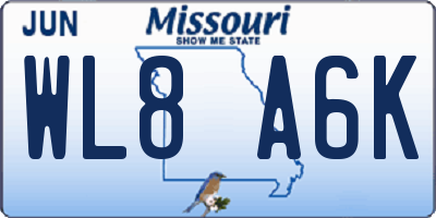 MO license plate WL8A6K