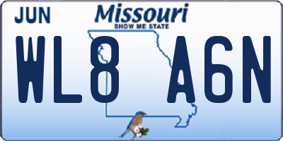 MO license plate WL8A6N