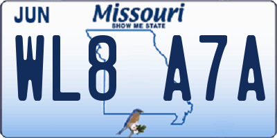 MO license plate WL8A7A