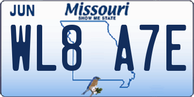 MO license plate WL8A7E