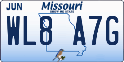 MO license plate WL8A7G