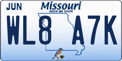 MO license plate WL8A7K
