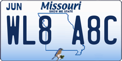 MO license plate WL8A8C