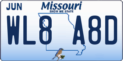 MO license plate WL8A8D