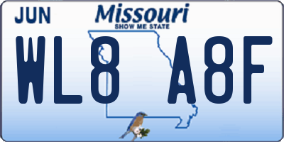 MO license plate WL8A8F