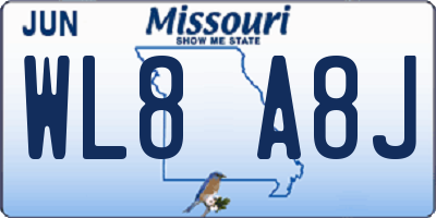 MO license plate WL8A8J