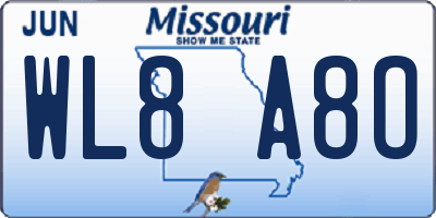 MO license plate WL8A8O