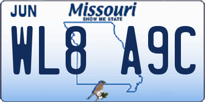 MO license plate WL8A9C