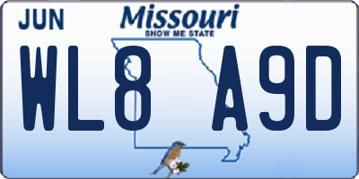 MO license plate WL8A9D
