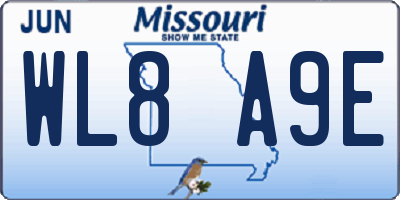 MO license plate WL8A9E