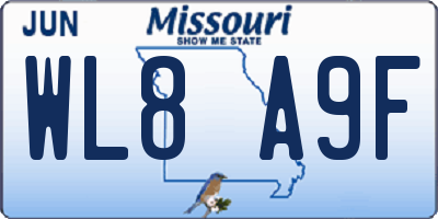 MO license plate WL8A9F