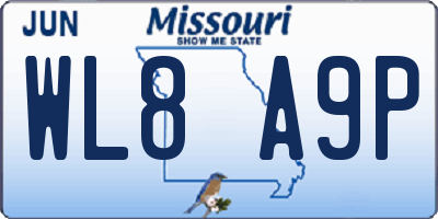MO license plate WL8A9P