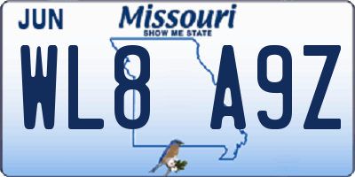 MO license plate WL8A9Z