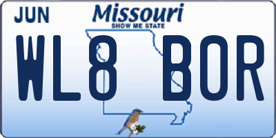 MO license plate WL8B0R