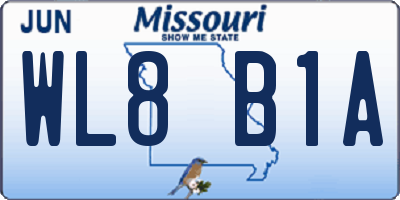MO license plate WL8B1A
