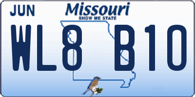 MO license plate WL8B1O